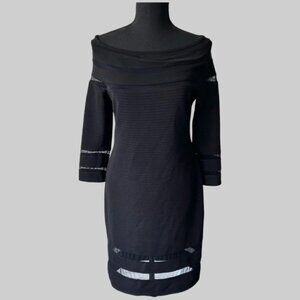 Joseph Ribkoff Boat Neck Sheath Dress with Mesh Inserts